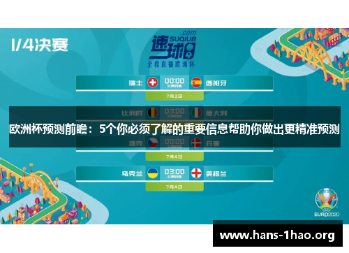 欧洲杯预测前瞻：5个你必须了解的重要信息帮助你做出更精准预测