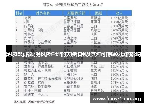 足球俱乐部财务风险管理的关键作用及其对可持续发展的影响 足球俱乐部财务风险管理的关键作用及其对可持续发展的影响