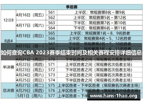 如何查询CBA 2023赛季结束时间及相关赛程安排详细信息 如何查询CBA 2023赛季结束时间及相关赛程安排详细信息